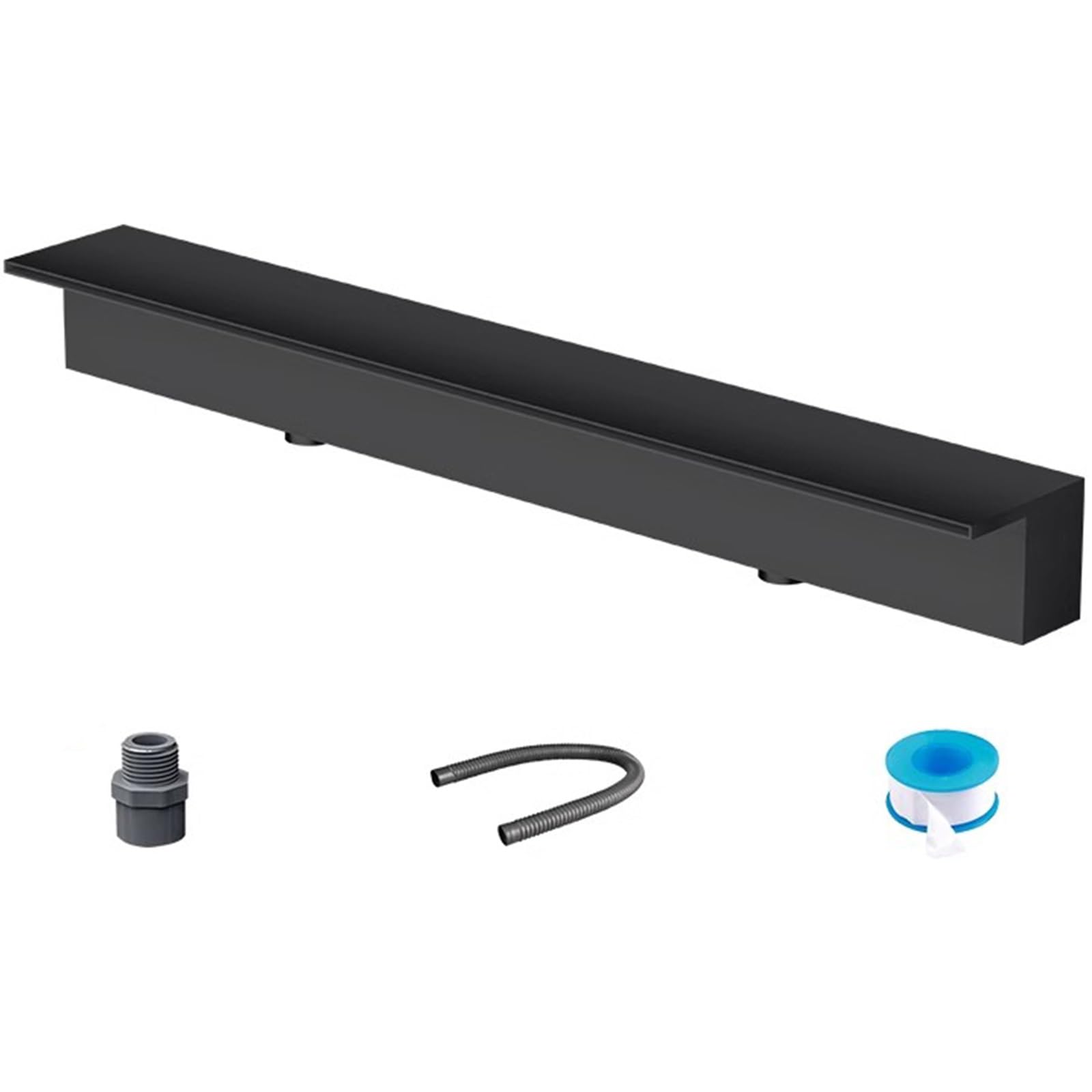 Heavy Duty Stainless Steel Waterfall Spillway for Garden Pond, Pool & Patio - 90cm (35.4in) Fountain Water Spray Accessory, Durable Embedded Design (Black)