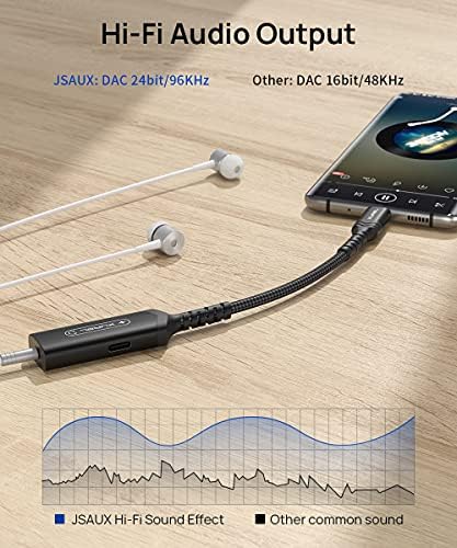 USB C Headphone Adapter and Charger, JSAUX 2-in-1 Type USB C to 3.5mm audio Adapter with PD 30W Fast Charging for Samsung S21/S20/S20+/Note 20/Note10,Huawei P40/P30/P20/Mate30,iPad Pro,Pixel-Black