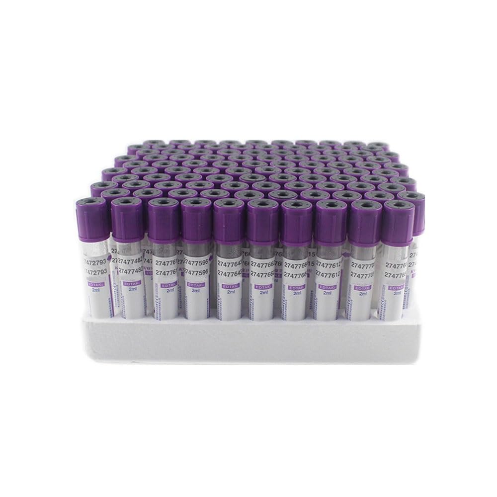 Vacuum Blood Collection Tubes, 100-Pack Test Tubes with Separating Gel & Clot Activator for Serum Separation, PRP Preparation & Phlebotomy Use