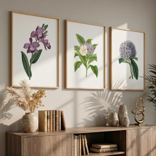 Image of kotart Floral Wall Art Home Decoration | Aesthetic Paintings With Frame For Living Room Bed Room Hotel Wall Decor Digital Reprint Set of 3 (10X13 inch)