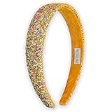FROG SAC Glitter Headbands for Girls, Gold, Hair Accessories for Little Girl, Sparkly Wide Yellow Hair Band for Kids, Cute Alice Headband for Toddler Children, Thick Sparkle Bling Hairband