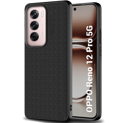 Image of TheGiftKart Back Cover Case for Oppo Reno 12 Pro 5G | Slim & Lightweight | Ultra-Premium Design | Camera Protection Bump | Fabric Texture Case Cover (PC & TPU, Black)