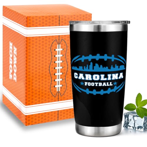 Football Fan 20 Oz Insulated Travel Coffee Cup Mug Tumbler with L...