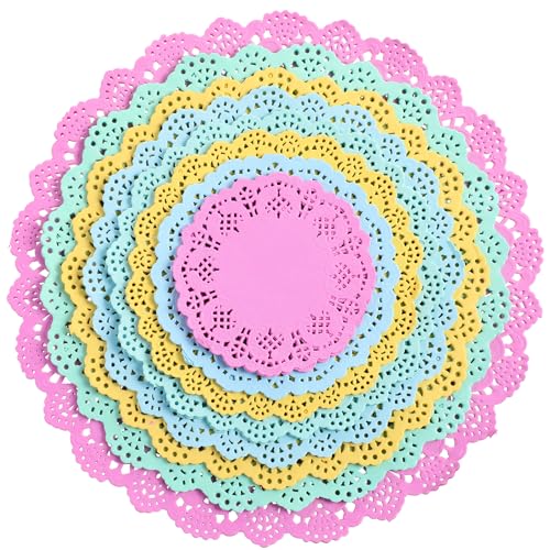 Boao 160 Pcs Macaron Paper Doilies for Easter Dessert Tables, 8 Sizes