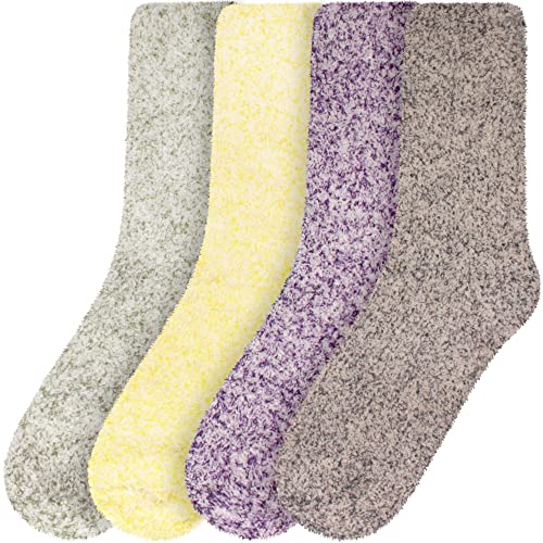 Image of BambooMN Women's Fuzzy Warm Feather Soft Socks - Value Packs