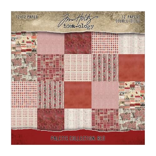 Tim Holtz Idea-Ology Red Palette 12x12 Papers Collection 12 Double-Sided Sheets