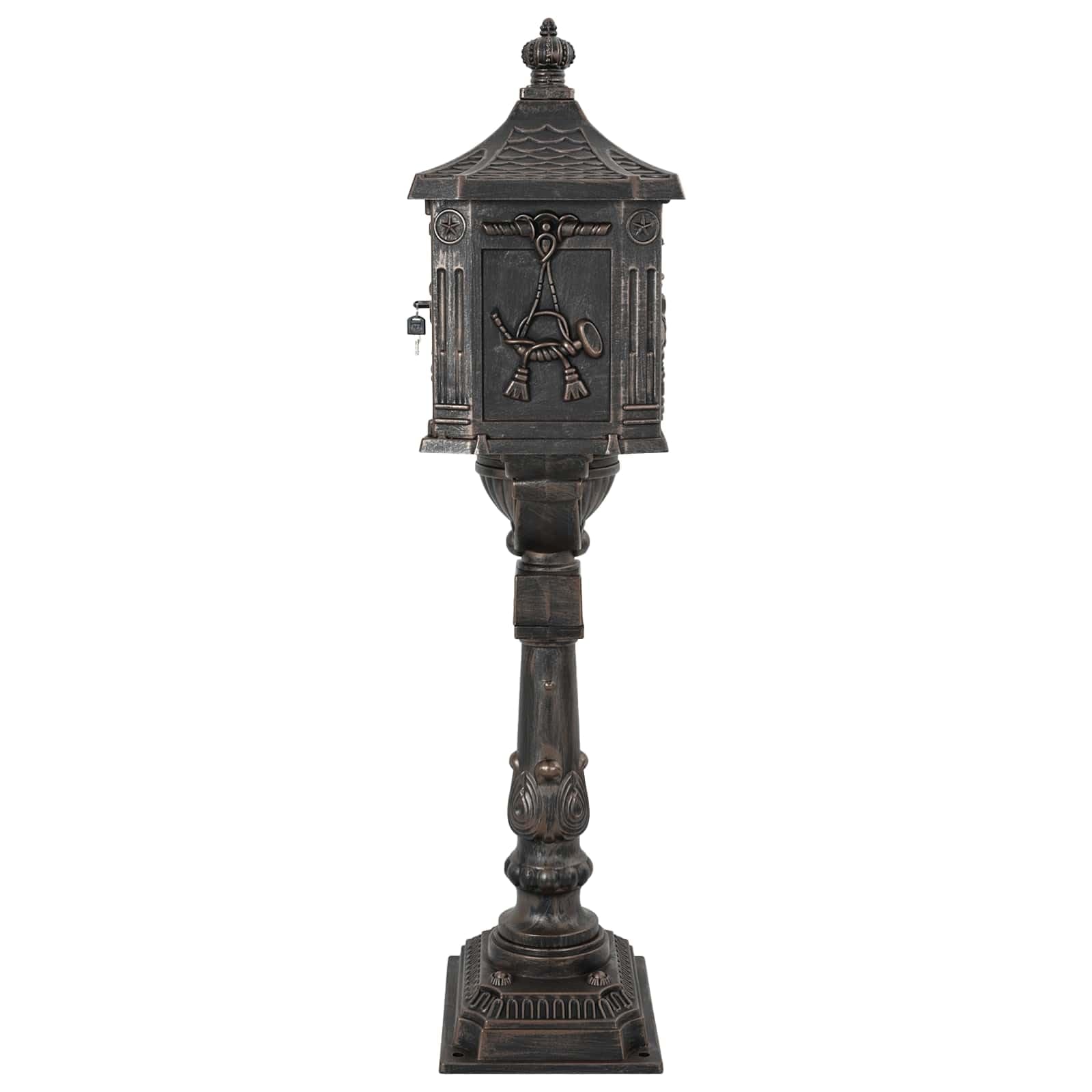 vidaXL Boîte aux Lettres Debout avec Porte Bronze 42,5 x 29,5 x 117 cm
