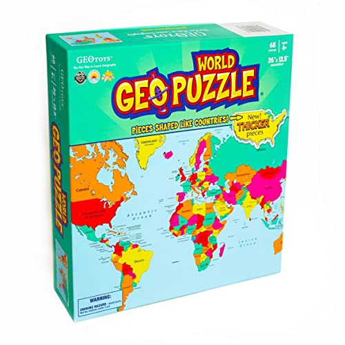 Geotoys — Geopuzzle World — Educational Kid Toys For Boys And Girls, 68 Piece Geography Jigsaw Puzzle, Jumbo Size Kids Puzzle — Ages 4 And Up #TOP15