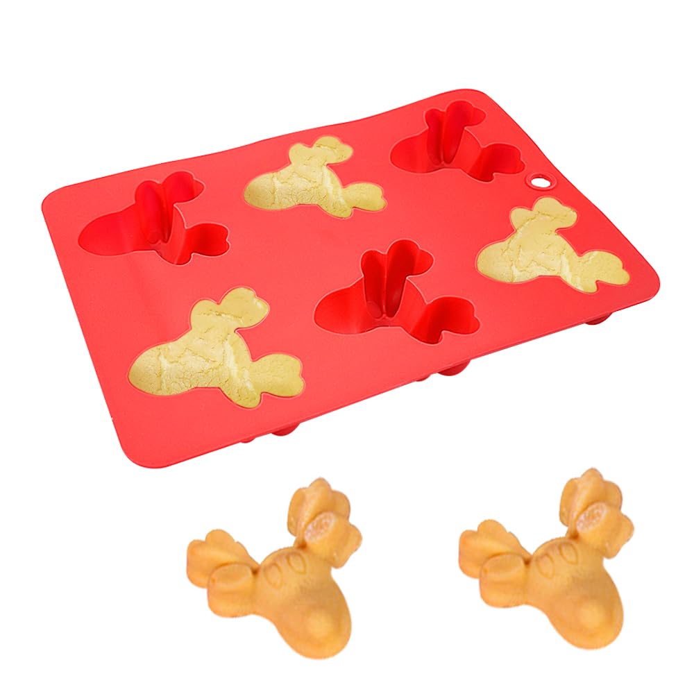 XiaoShenLu Silicone Mousse Cake Mold Bakeware Dessert Mousse DIY Chocolate Soap Candle Mould,6 Holes Elk Head
