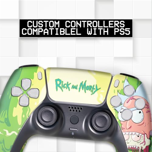 Image of Riccky Mortty Custom PS-5 Controller Wireless compatible with Play-Station 5 Console by BCB Controllers | Proudly Customized in USA with Permanent HYDRO-DIP Printing (NOT JUST A SKIN) (MODDED)