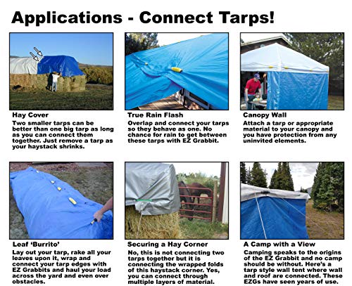 Ez Grabbit Tarp Tie Down (12-Pack) (Yellow) - Welcome To A New Standard! - Tarp Clip Clamp Holder Tie-Off Cinch Fastener Accessory For Wall Tent Boat Pool Cover Canopy Hay Cargo Camping Storage Canvas #TOP3