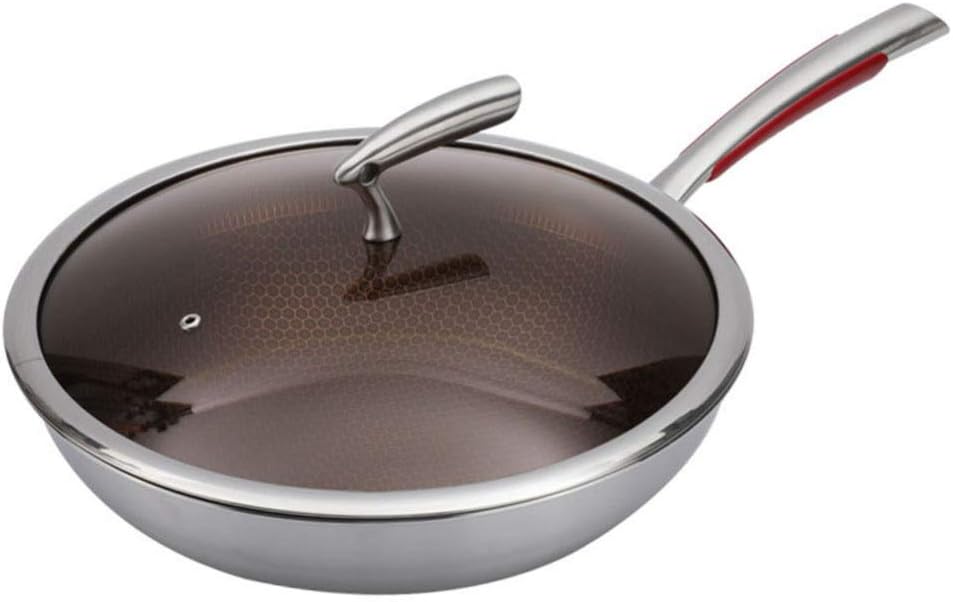 Cookware,Wok,Forged Stainless Steel Non-Stick Deep Frying Pan, Frying Pan with Stainless Steel Handle, Non-Chemical Stirring Pan, Oven and Dishwasher Safe Omelette Pans