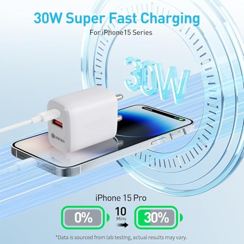 UNIGEN 30W Fast Type C Wall Charger, Power Delivery & Mach USB Charger Fast Charging Compatible with iPhone, iPad, Samsung Galaxy, Note, Redmi, Mi, Oppo, Smartphones BIS Certified-White - Image 8