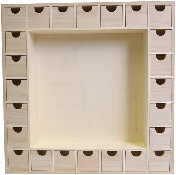 Artemio Square Wooden Advent Calendar, Wood, Beige, 39 x 39, 5 x 6, 5 cm