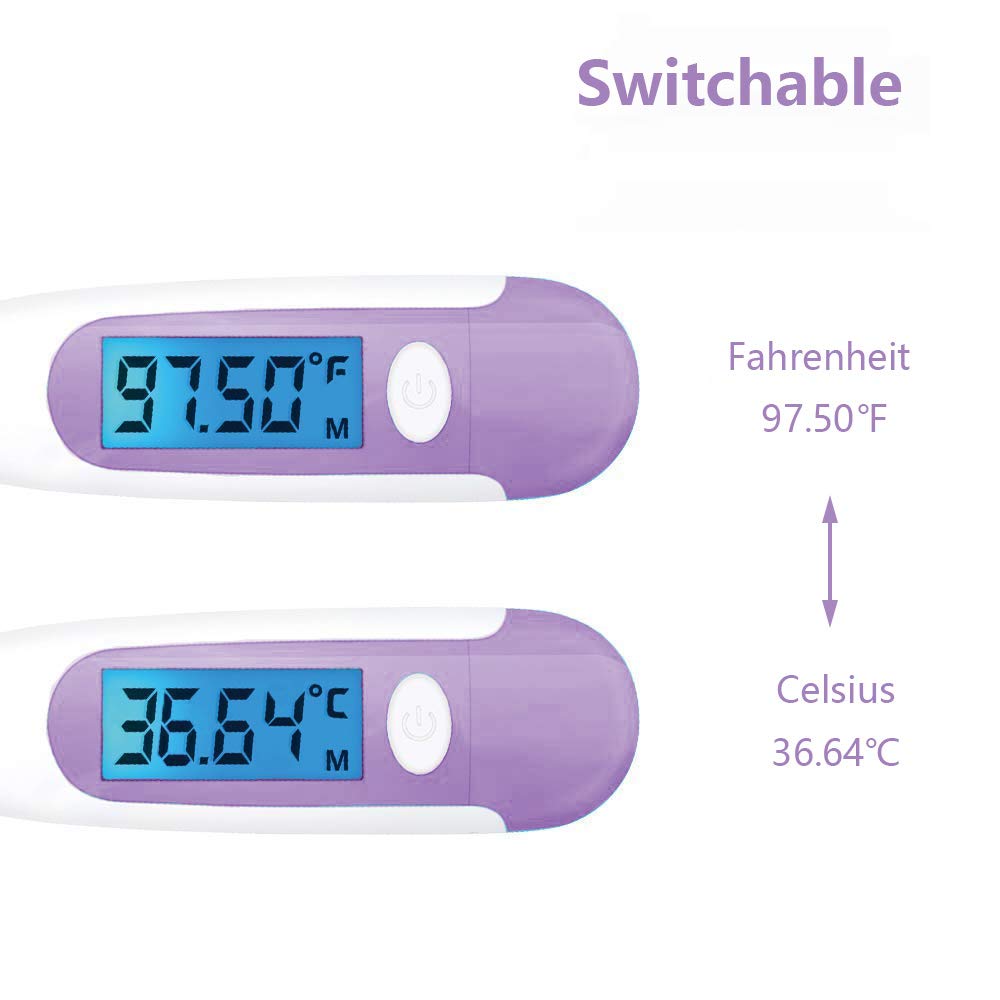 Easy@Home Digital Basal Thermometer with Large Backlight LCD Display, 1/100th Degree High Precision and Memory Recall, for Ovulation Tracking and Natural Family Planning, Upgraded EBT-100B-P (Purple) : Health & Household