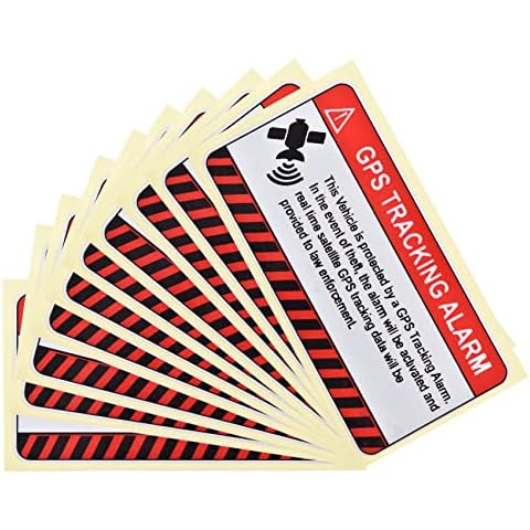 Zoyiancy Anti-Theft Car Vehicle Stickers, Self Adhesive Car Alarm with GPS Tracking Warning Sign Sticker (10 Pcs, 2 x 4 Inch) Cover