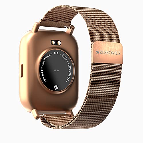 Image of ZEBRONICS ZEB-FIT5220CH Smart Fitness Watch with 2.5D Curved Glass 4.4cm Square Display, SpO2, BP, HR Monitor, IP68 Water Proof, 8 Sports Mode, Metal Body & Strap(Gold Metal) (Mettalic Gold)