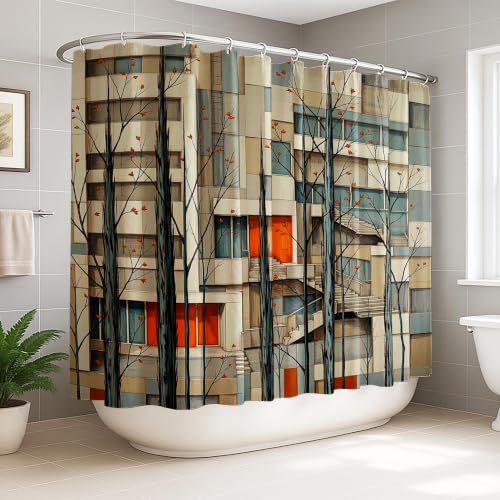 Rideau de douche extra large 274x183 cm orange avec crochets inclus - 2