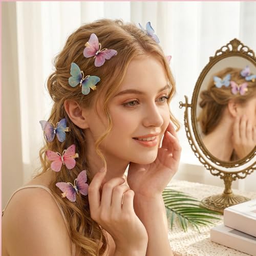 18 piezas Pinzas de Mariposa con Strass, Clips Brillantes para el Cabello, Accesorios Lindos para Mujeres y Niñas, Regalos para Fiesta Temática, Prom, Cumpleaños y Boda miniatura 5