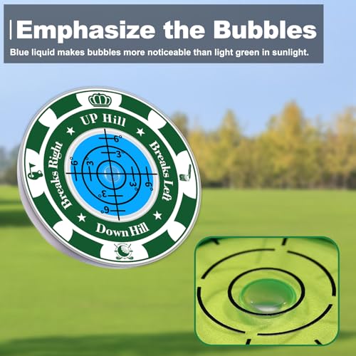 Tsocent Golf Green Reader, 4 Pack Ball Marker for Putting Green with Bubble, Golf Accessories Putt Aid Tool with Hat Clip (4 Pcs GreenBlue) by Tsocent - Image 2