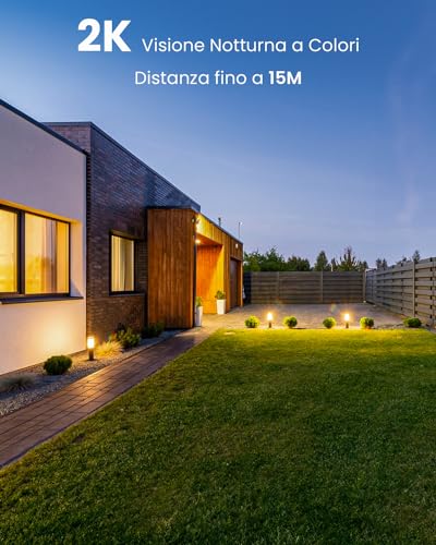 ieGeek 2K Telecamera Wi-Fi Esterno 360° PTZ Videocamera Sorveglianza WiFi con 3MP Visione Notturna a Colori 15m,Rilevamento Umano PIR e Allarme Sonoro e Luminoso - Immagine 2