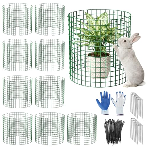 Jaula protectora para plantas contra conejos con estacas y bridas de metal 2