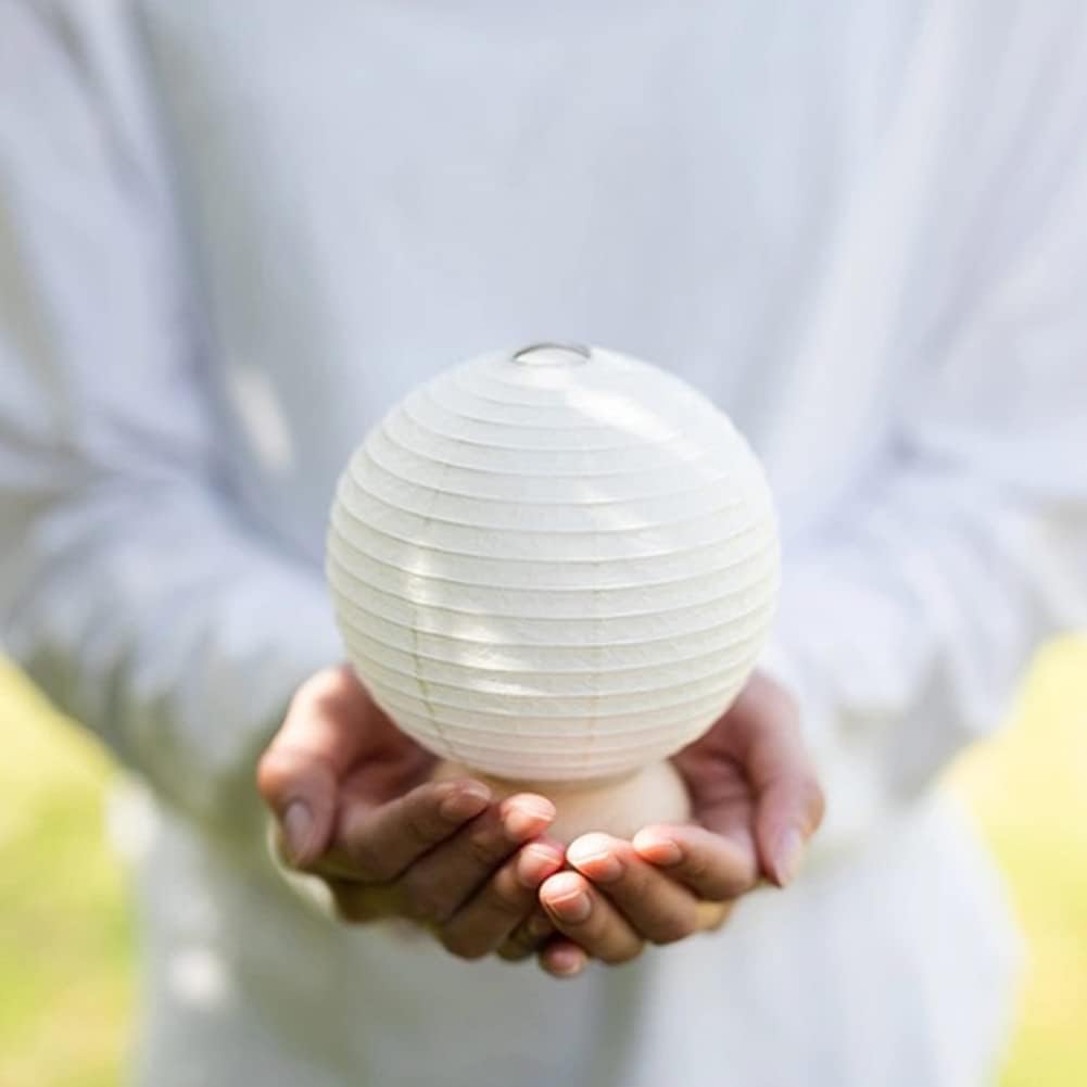 Cocolan Japanese Lantern Paper Lamp - Table Lamp - Cordless LED Mini Bul - Handmade in Japan - Round
