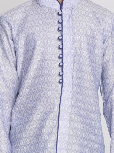 Image of VASTRAMAY Boy's Silk Blend Printed Kurta Pyjama Set (1)