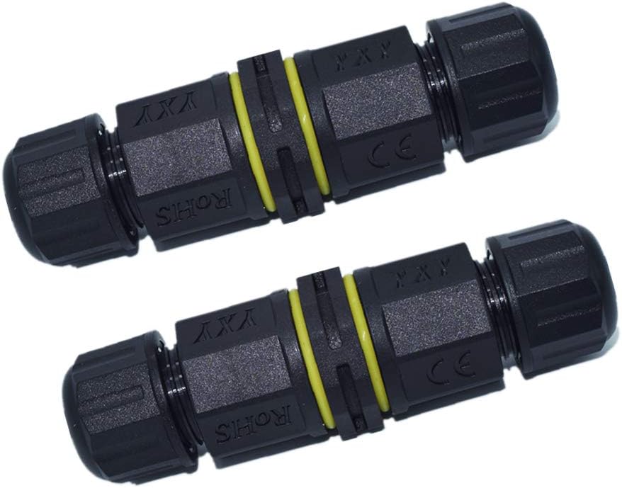 IP68 Waterproof Junction Box,3 Pole/Wire External Electrical Junction Box Cable Connector Protection for Underground Outdoor, Cable Range 0.18-0.39 in, Shielded, Field Installable-2 Way 3 Wires