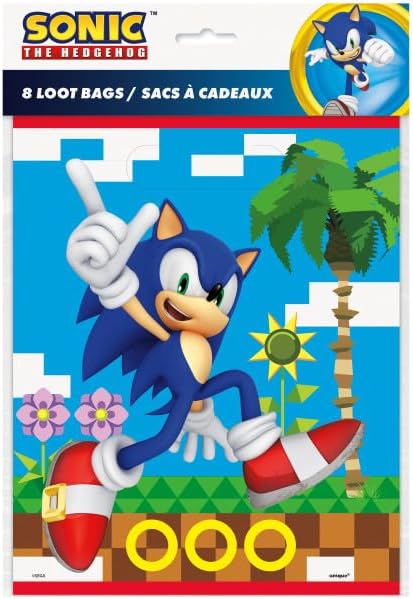 Unique Sonic Birthday Party Supplies Bundle includes 16 Plastic Favor Loot Bags and 1 Dinosaur Sticker Sheet image 5