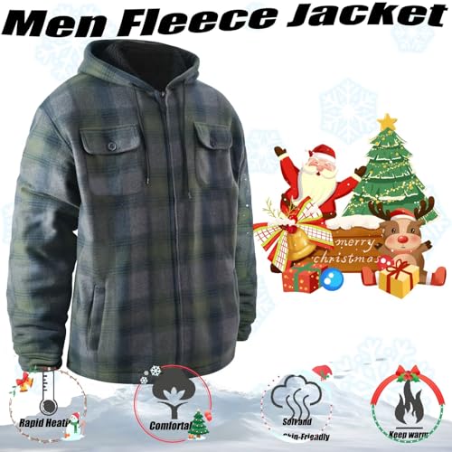 Image of LeeHanTon Mens Flannel Jacket Heavyweight Sherpa Fleece Jackets Outdoor Hiking Casual Soft Warm Coat with Pockets