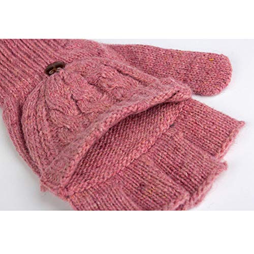 Luvas de inverno KesYOO de lã marrom com meio dedo, luvas quentes de tricô com capa flip, luvas para