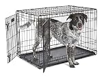 MidWest Homes for Pets 91 cm Two-Door iCrate Folding Dog Crate with Divider Panel, Leak-Proof Tray & Secure Latches – Metal Wire Kennel for M-L Breeds – Portable, Durable & Easy to Assemble