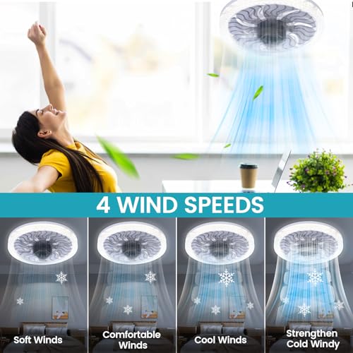 Ventilateur de plafond à intensité variable 3000-6000K et 4 vitesses réglables - 4