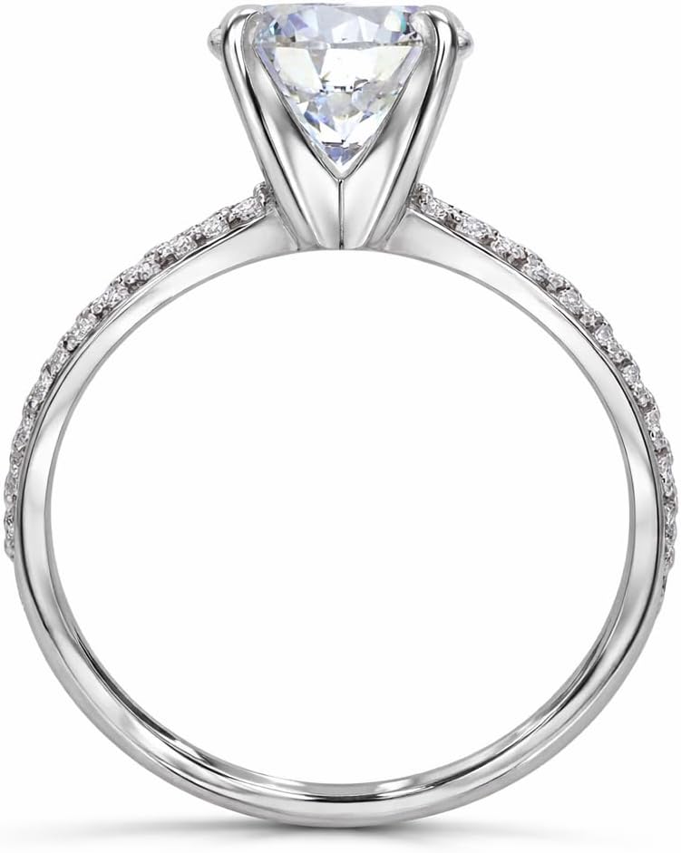 1 Carat Ct VS Lab Grown Diamond Engagement Ring Solitaire Round Created in 14k White Genuine for Women