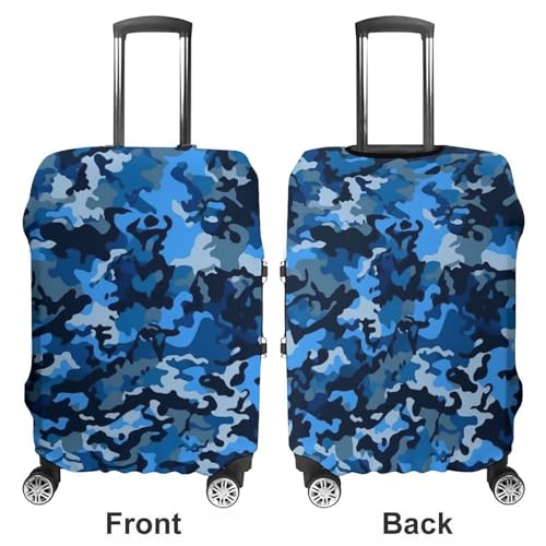 Blue Pattern Elastic Luggage Cover Suitcase Protector for 19-32 Inch Suitcases | Universal Stretchable Travel Bag Cover | Anti-Scratch, Washable with Zipper Closure XL3