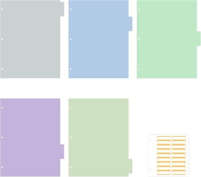 Ospelelf Binder Dividers with Tabs,Durable Paper Dividers for 3 Ring Binder,5 Tab8.5" * 11"