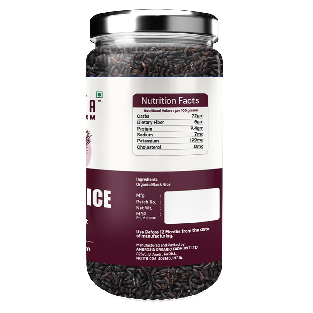 Ambrosia Organic Farm Traditional Naga Black Rice Karupu Kavuni Forbidden organically processed rice| weight loss | High Antioxidants 800 gms (2x400 gms) - Image 2 thumbnail