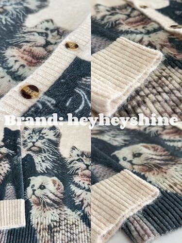 Cat Sweaters for Women Oversized Cardigan Sweater Crew Y2K Button Knit Cardigan Sweater Cute Cat Cardigan Sweaters4
