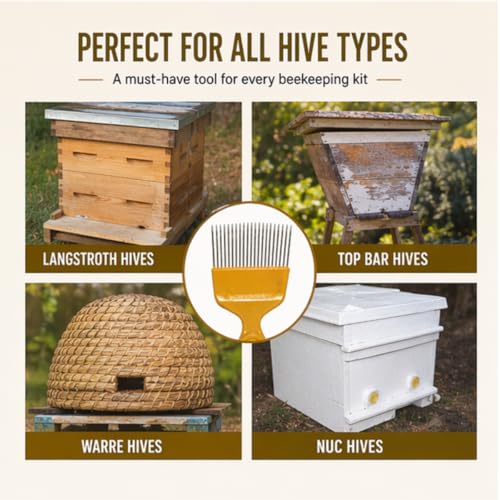 Image of ANP BEE Stainless Steel Uncapping Fork Beekeeping Tool, Honey Comb Cutter Scraper for Hive Frame Wax Removal - Durable Beekeeper Equipment for Efficient Honey Extraction