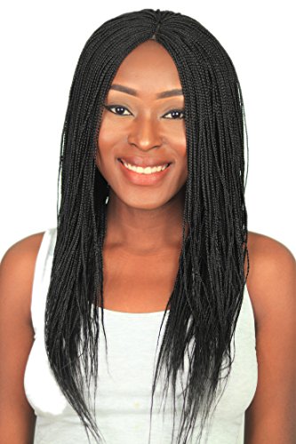 WOW BRAIDS Braided Wigs, Small Box Braid Wig - Color 1-18 Inches. Synthetic Hand Braided Wigs for Black Women.