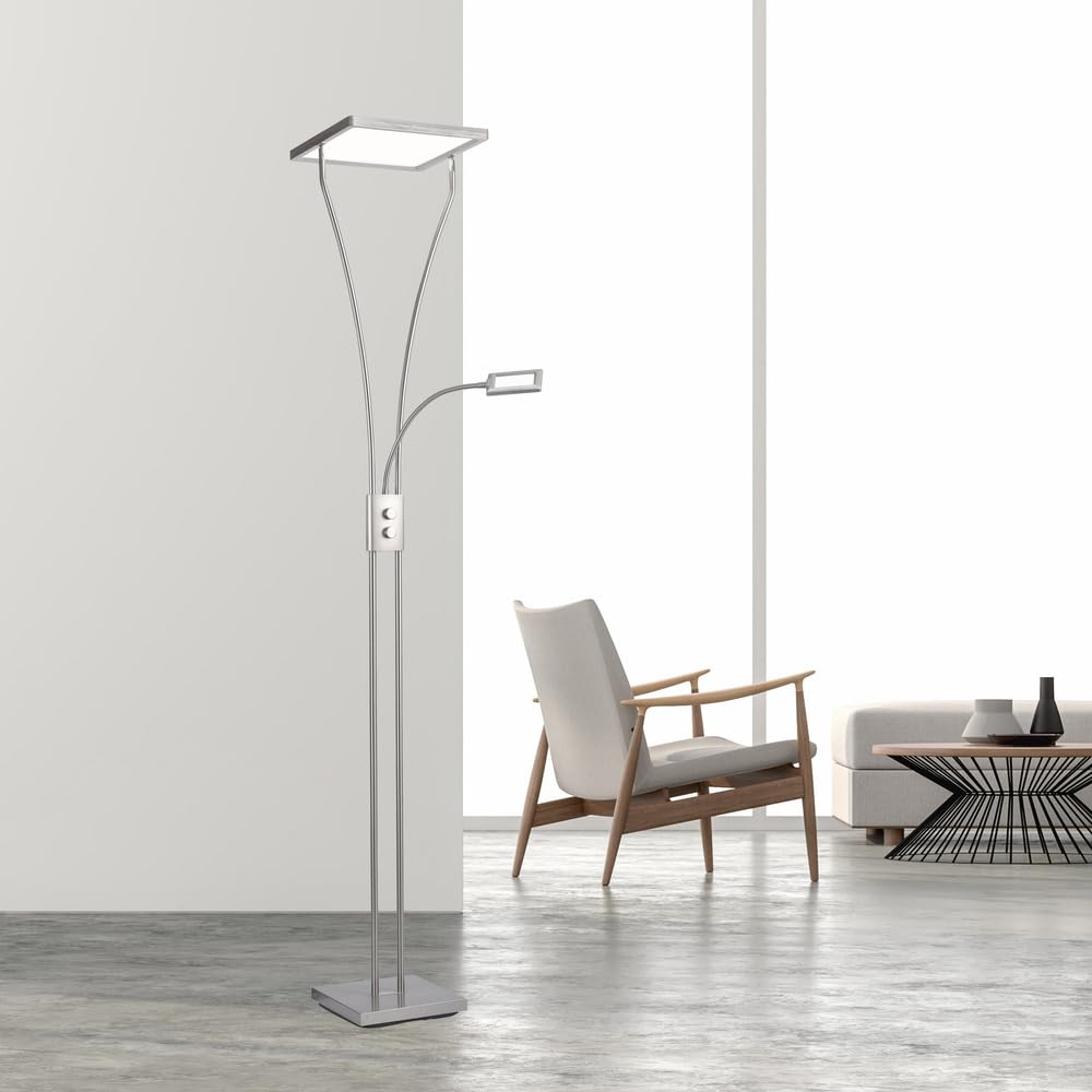 LeuchtenDirekt LED Deckenfluter Stehleuchte MARIAN Lesearm, dimmbar | flexible Leseleuchte, dimmbar