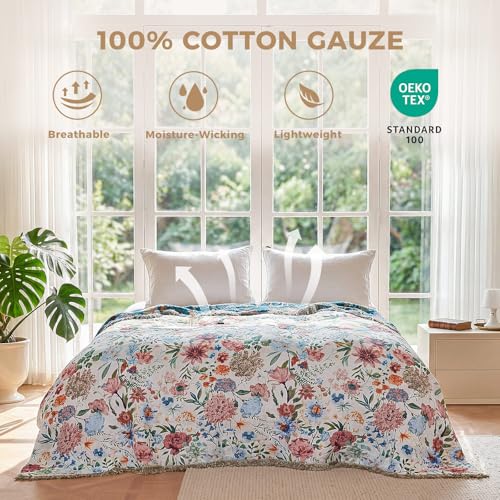 Image of LUTBM Boho Throw Blanket for Couch 50 inchx60 inch, Cotton Decorative Bed Throw