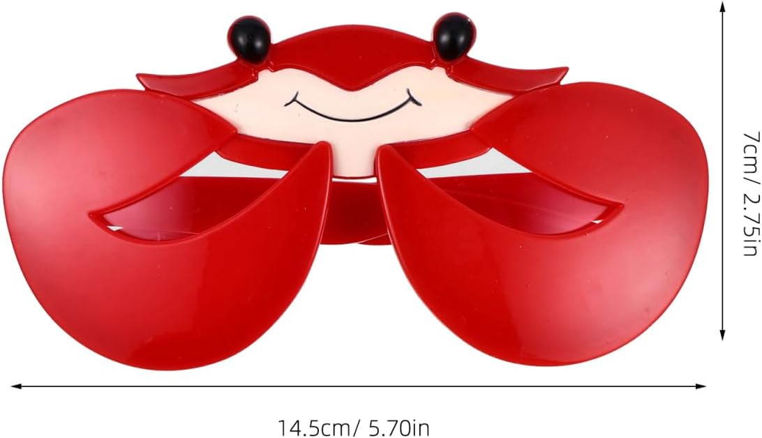 2Pcs Crab Shaped Funny Glasses 5.7 x 5.5 In – Lightweight Red Novelty Eyewear for Luau Beach Pool Party Photo Props, Costume Accessory for Adults & Kids