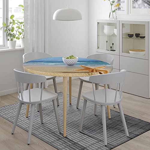 Round Tablecloth Starfish Summer Fitted Elastic Waterproof Wipeable Table Cloth Cover Decor Table Pad Cover For Party Dinning Room Picnic-Small #TOP5
