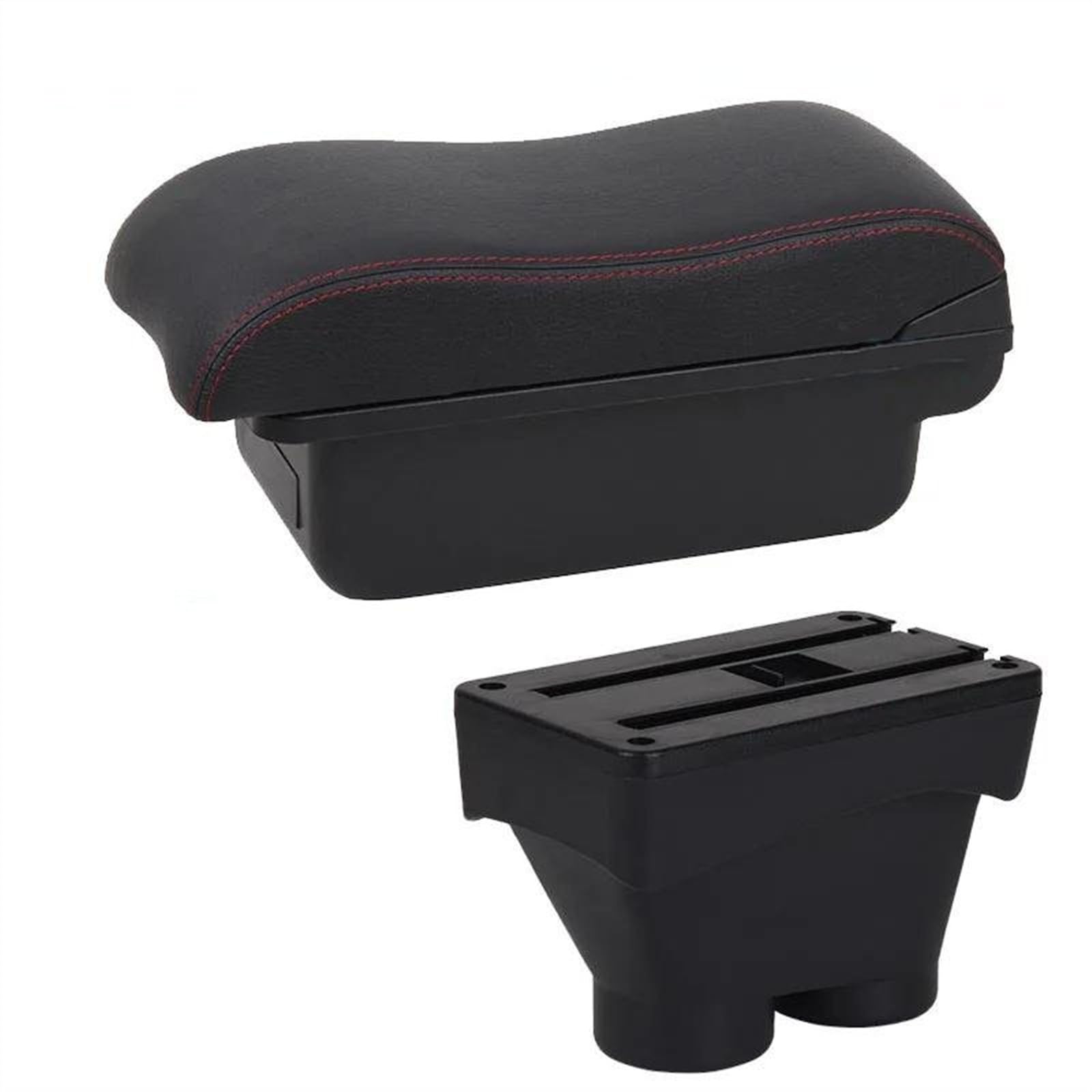 NOHEEU Car Center Console Storage Box Multifunctional Armrest Interior Accessories For 208 2012-2018(D1 Black red No USB)