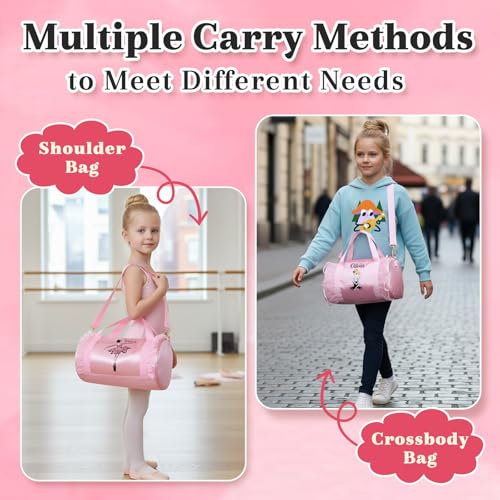 Personalized Kids Dance Ballet Bag, Large Capacity Fashion Tote Bag, Custom Dance Duffle Bag, Waterproof Travel Bag, Pink Lace Bag for Kids, Girls, Daughter, Granddaughter, Yoga Bag3