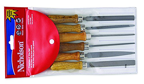 Nicholson 6 Piece Hand File Set with Wood Handles, American Pattern, 4
