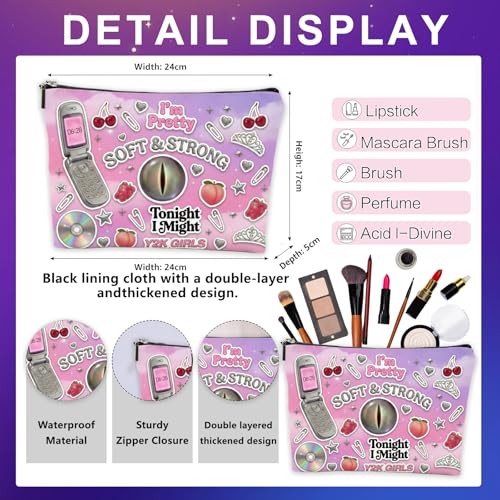 Image of For Katseye Merch Cosmetic Makeup Bag, Y2K-Inspired Pop Graphic Zipper Pouch, Portable Makeup Organizer for Toiletries & Accessories