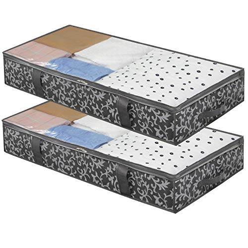 Onlyeasy Jumbo Under The Bed Organizer, Underbed Storage Bags Zippered Breathable for Comforters